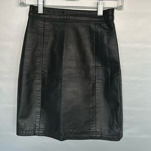Classic Black Leather Skirt